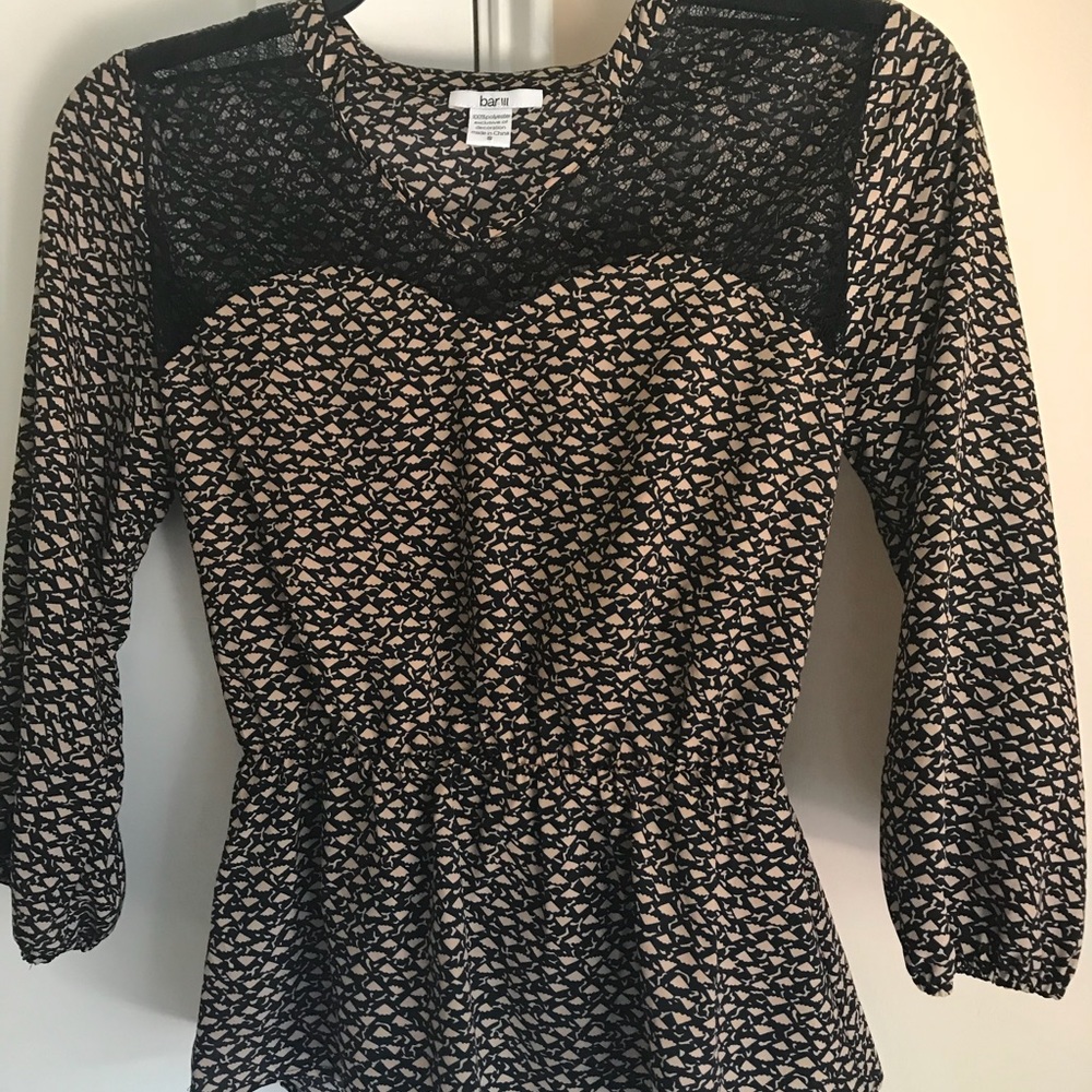 Black and Tan Bar III L/S Blouse Size Small